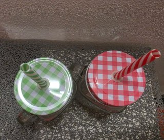 Barattoli Vetro  con Tappo e Cannuccia
