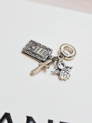 Charm S925 Biblia, Cruz y Ángel religioso