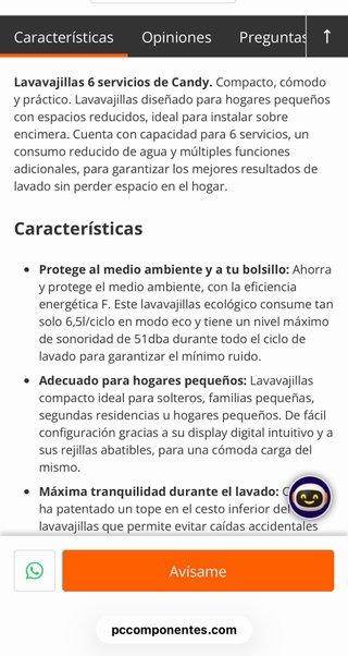 Lavavajillas Candy CDCP 6S