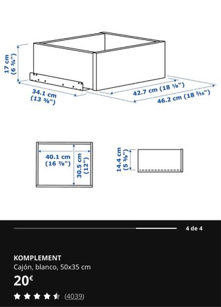 Cajón KOMPLEMENT blanco 50x35cm
