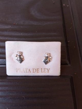 Pendientes infantiles de plata oso