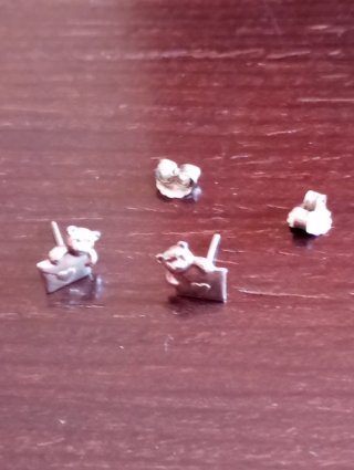Pendientes infantiles de plata oso