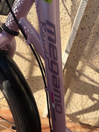 Bicicleta morada con cesta