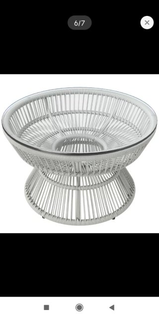 Tavolo ausiliario in rattan e vetro da giardino