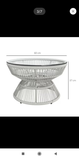 Tavolo ausiliario in rattan e vetro da giardino