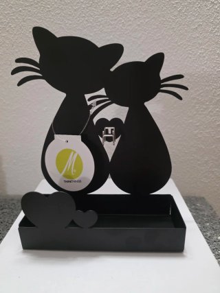 Porta zampirone gatti neri abbracciati Metallo