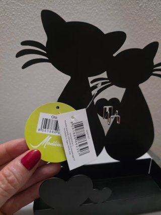 Porta zampirone gatti neri abbracciati Metallo