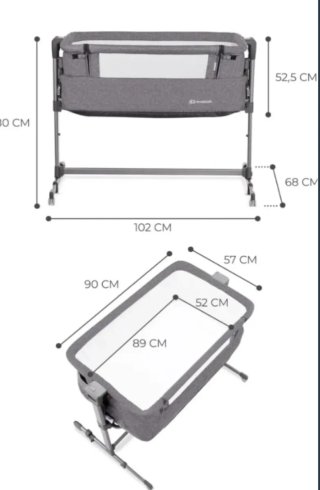 Cuna colecho Kinderkraft gris