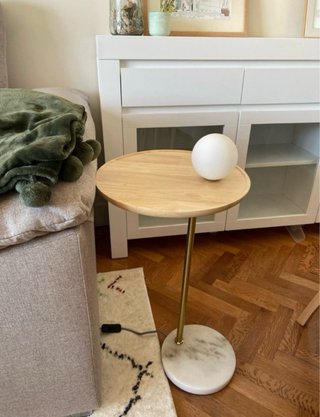 Lámpara de mesa Brandt madera y cristal