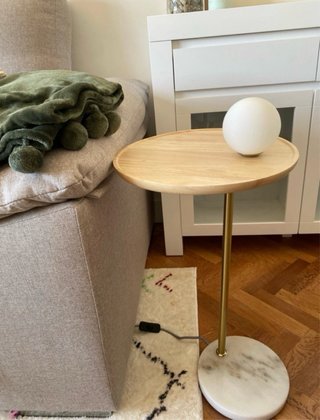 Lámpara de mesa Brandt madera y cristal