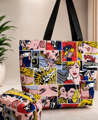 Bolso Tote Estampado Comic Multicolor