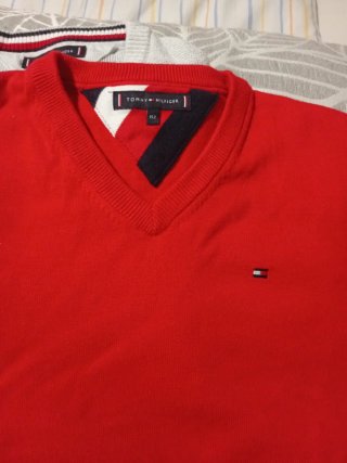 Jersey Tommy Hilfiger Niño Gris y Rojo Talla 152