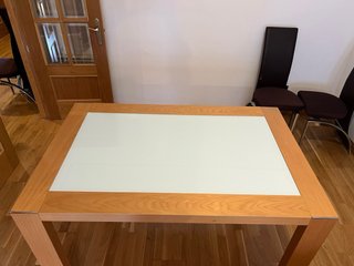 Mesa de comedor madera y cristal