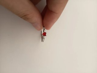 Anillo Corazón Rojo Plata y Cobre