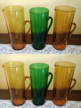 Set 3 Caraffe Vetro Verde Giallo