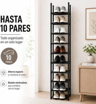 Zapatero 10 Niveles AlfaHome Negro