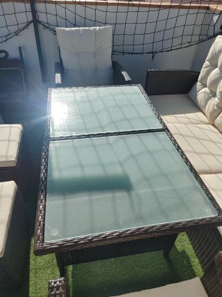 Conjunto Muebles Jardín Ratán y Cristal