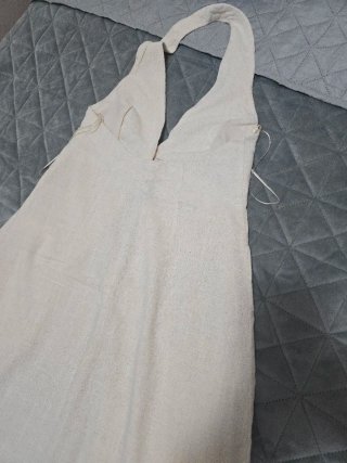 Chaleco largo lino beige nuevo