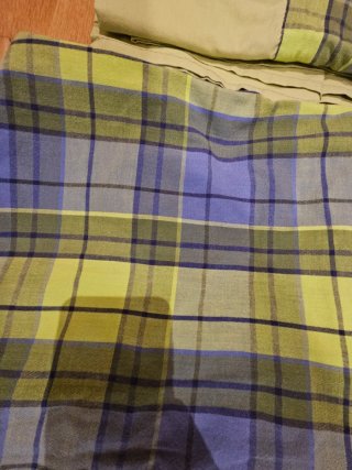 Set di lenzuola per letto 135 a quadri azzurro/verde