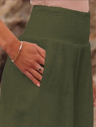 Pantalón ancho cintura elástica verde militar XXL