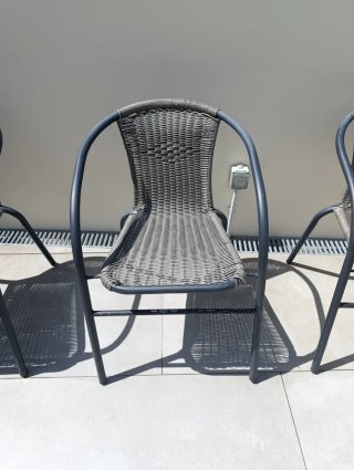 Conjunto 4 Sillas Jardín Mimbre y Metal