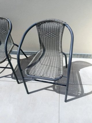 Conjunto 4 Sillas Jardín Mimbre y Metal