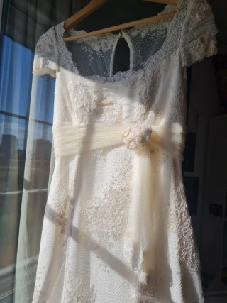 Traje de Novia Encaje Beige/Blanco