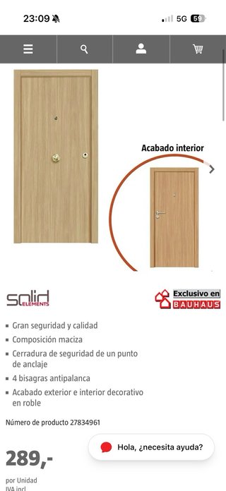 Puerta Roble Reforzada Interior