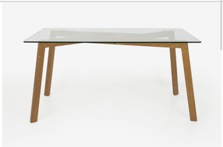 Mesa centro cristal y madera