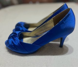 Zapatos de tacón azul satén Talla 36