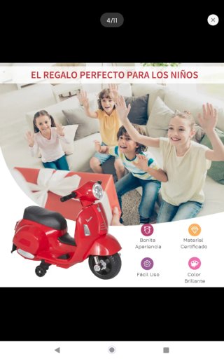 Vespa Eléctrica Infantil 6V (18-36 meses)