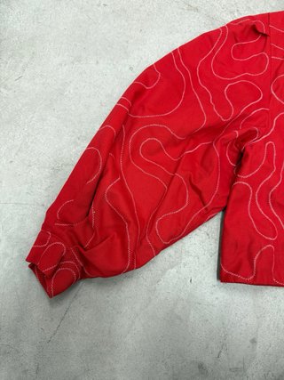 Chaqueta crop roja manga abullonada