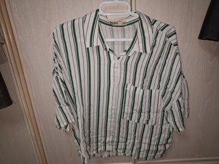 Camisa blanca rayas verdes Pull&Bear Talla S