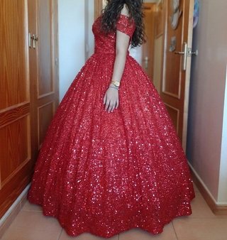 Vestido de Quinceañera Rojo Brillante