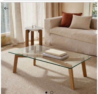 Mesa Centro Cristal y Madera 110x60cm