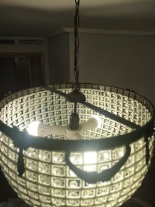 Lámpara de techo de cristal y metal