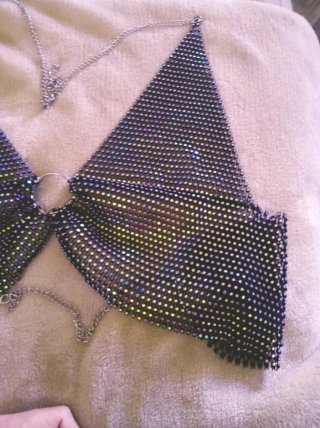 Top festivalero brillo y malla (Con etiqueta)T.M/L