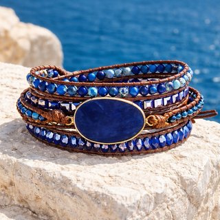 Pulsera bohemia con piedra rosa