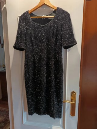 Vestido de fiesta negro de chenilla brillante