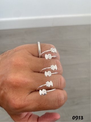 Anillo Plata Ley Ajustable Flor