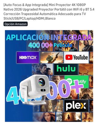 Proyector Portátil COOLID 4K 1080P WiFi 6