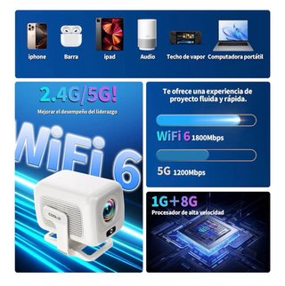 Proyector Portátil COOLID 4K 1080P WiFi 6