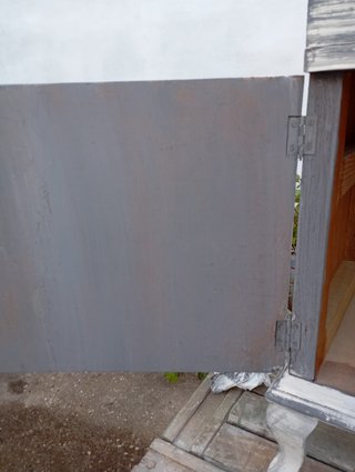 Mesita de noche antigua madera gris