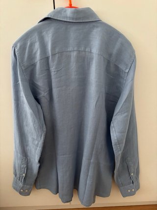 Camisa Lino Zara Talla S Azul