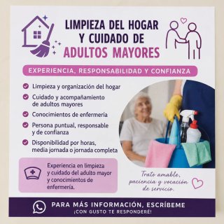 Limpieza del hogar y cuidado de adultos mayores