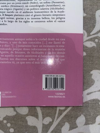 Libro "El Banquete" – Platón (Editorial Tecnos)