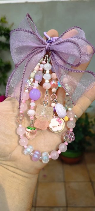 Llavero Coquette Kawaii Rosa y Lila