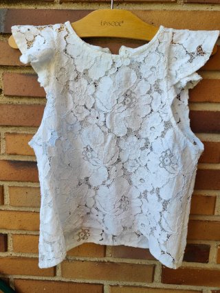 Top Zara Blanco Encaje Volante Nuevo