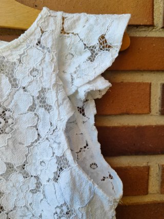 Top Zara Blanco Encaje Volante Nuevo