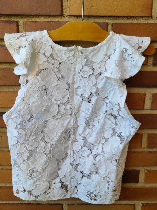 Top Zara Blanco Encaje Volante Nuevo